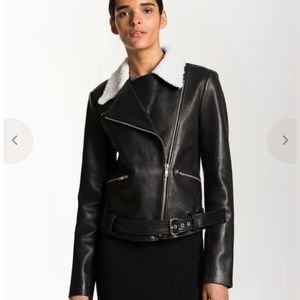 ALC TYREL LEATHER AND SHEARLING MOTO JACKET